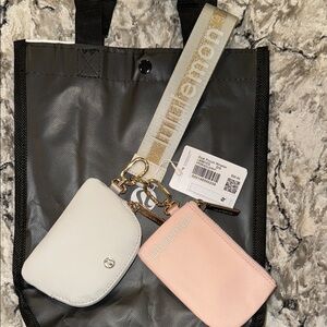 Lululemon Dual Pouch Wristlet vapor/white/gold discontinued color